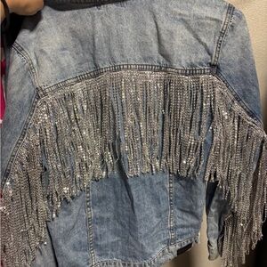 Custom Women's Denim Jacket with Silver Fringe